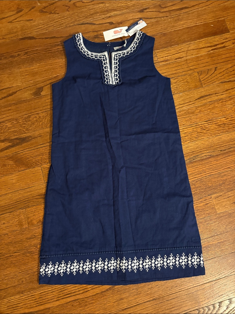 Vineyard Vines Girls Navy Embroidered Shift Dress Size 12